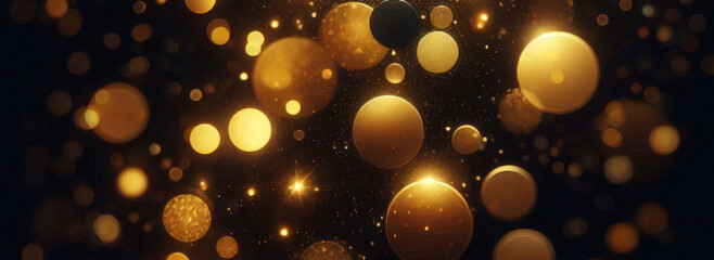 抽象的な豪華なゴールドの背景に金の粒子。キラキラのビンテージ ライトの背景。クリスマスの黄金の光は、暗い背景に粒子のボケ味を輝かせます。金箔のテクスチャです。	