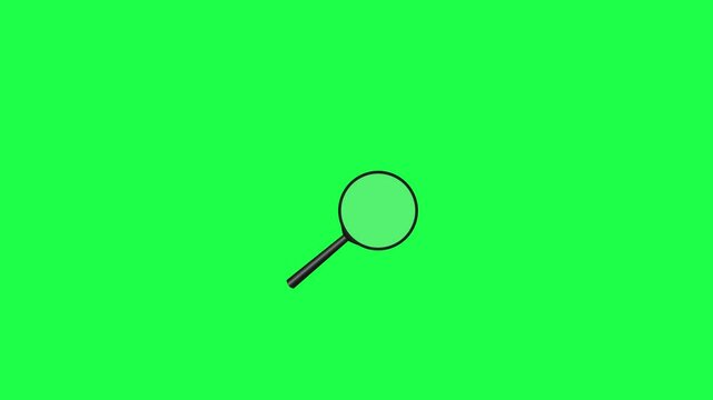 Magnifying Glass locating animation 4k on green screen seamless loop for keying. Magnify glass animation
