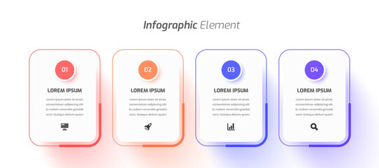 Minimal Business Infographic with Thin Line, Rectangle Label Icon and 4 Numbers for Presentation