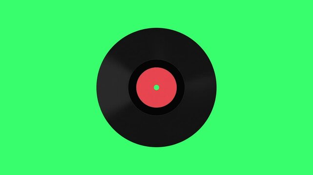 Old Recording disk rotating on a green screen background 4k animation, seamless loop. Music recording disk animation