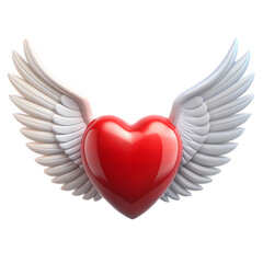 Obraz premium 3d rendering of heart with wings icon on transparent background, png