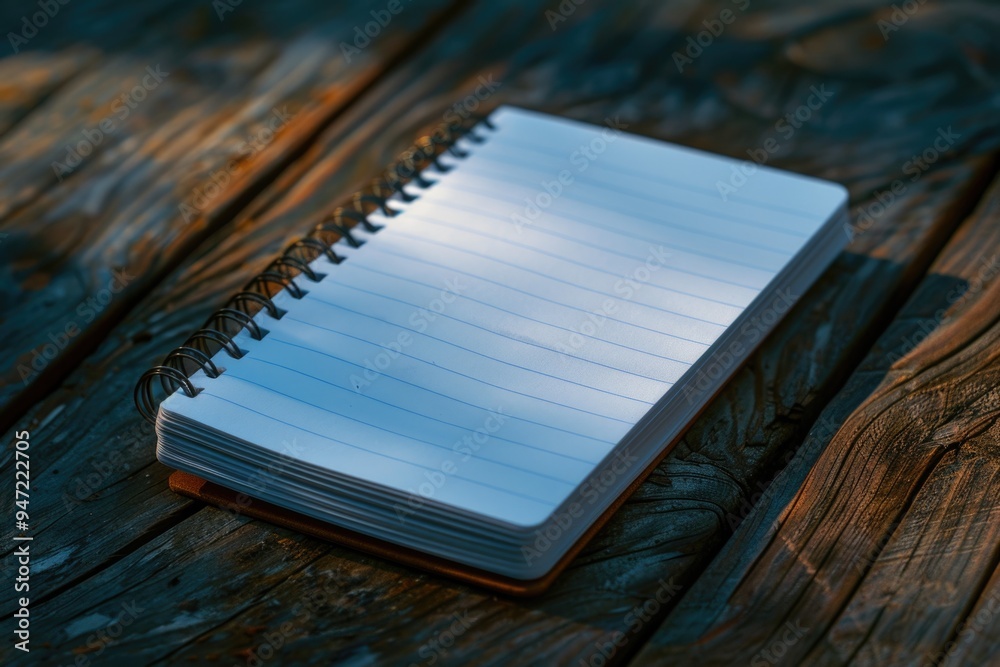 Aufkleber a notepad placed on top of a wooden table, ideal for writing or note-taking