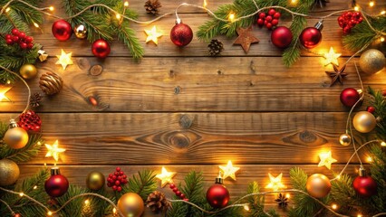 Festive Christmas decorations with ornaments, lights, and garland , Christmas, holiday, festive, decorations, ornaments, lights