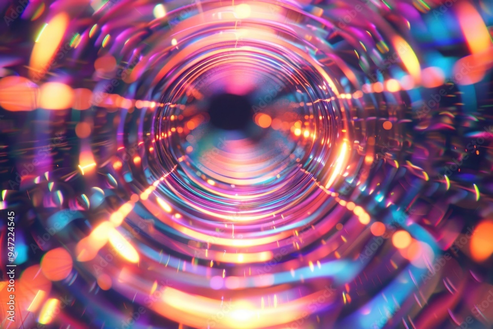 Poster a vibrant and imaginative representation of a tunnel, with swirling colors and shapes