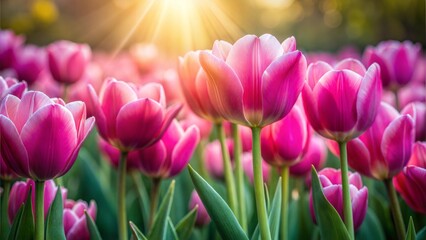 beautiful pink tulips glow inside