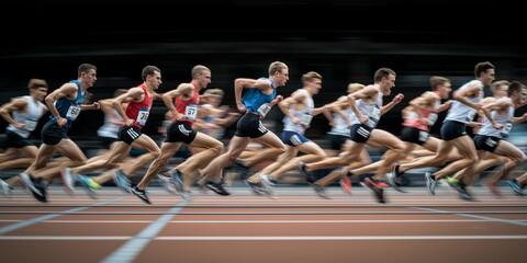 athlete in repeating motion. runners competing in a race. 