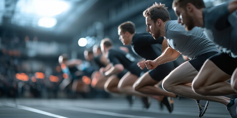 athlete in repeating motion. runners competing in a race. 