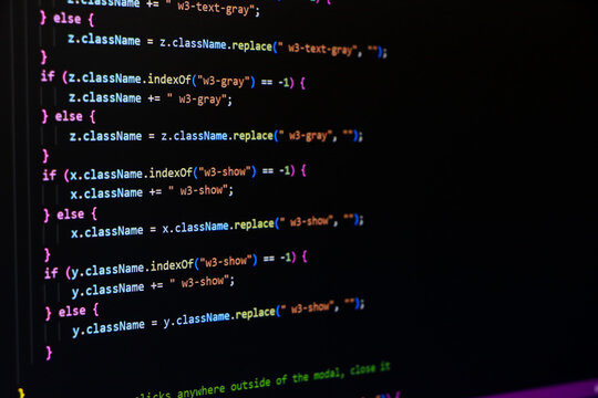Programming code abstract screen of software developer. Computer script