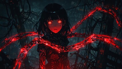 不気味な少女,Generative AI AI画像