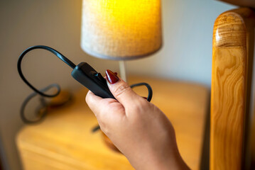 A person is holding a switch in her hand