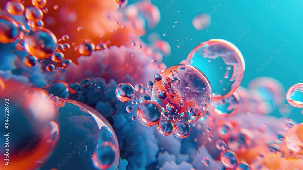 Aufkleber a cluster of soap bubbles rising above the surface, creating an airy and whimsical atmosphere