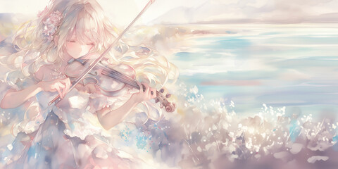 ヴァイオリンを弾く少女