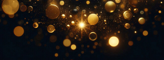 Fondo con partículas de brillo dorado que caen. Confeti dorado cayendo con luz mágica. Hermoso fondo claro	