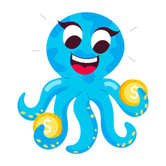 Cartoon style mascot of octopus kissing 

