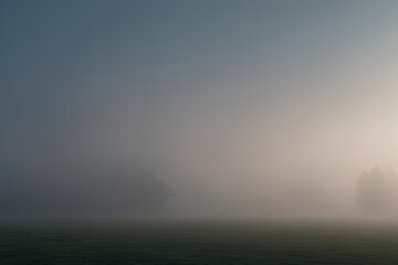 Foggy Silent Landscape with Atmospheric Haze and Tranquil Depth