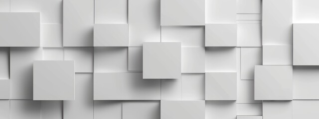 Minimalist 3D abstract pattern with white overlapping rectangular blocks.