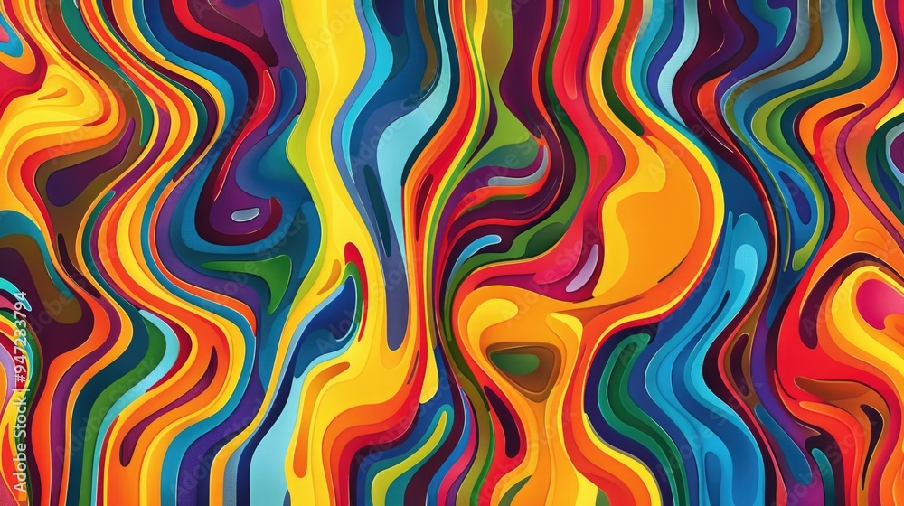 Poster Multicolored pattern of wavy lines