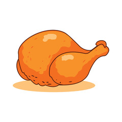 Whole Crispy Fried Chicken Fast Junk Food Vector Illustration