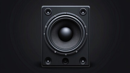 Fototapeta premium Realistic Full Bass Speaker Vector Illustration in Black for Audio Monitoring