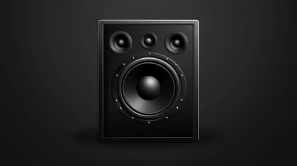Fototapeta premium Realistic Full Bass Speaker Vector Illustration in Black for Audio Monitoring