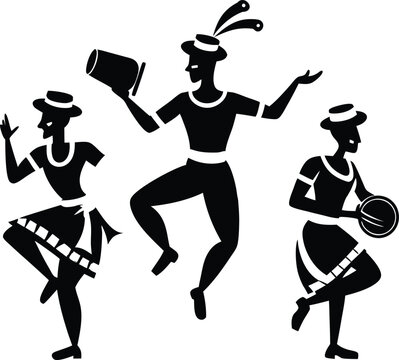 black and white dancers performing clip art preview