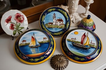 Beautiful Hand-Painted Tole Accents Featuring Unique Artistry for Distinctive Canal Style