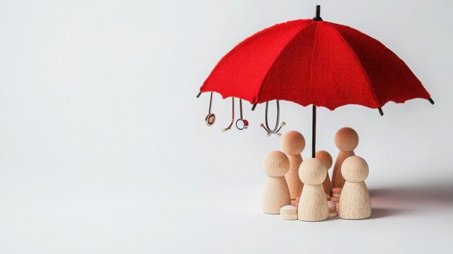Healthcare protection concept with red umbrella
