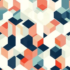 Obraz premium Seamless pattern of dynamic geometric shapes with bold color blocks