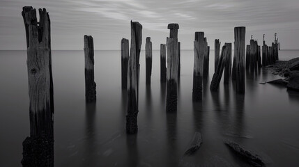 Wood Posts In Twilight