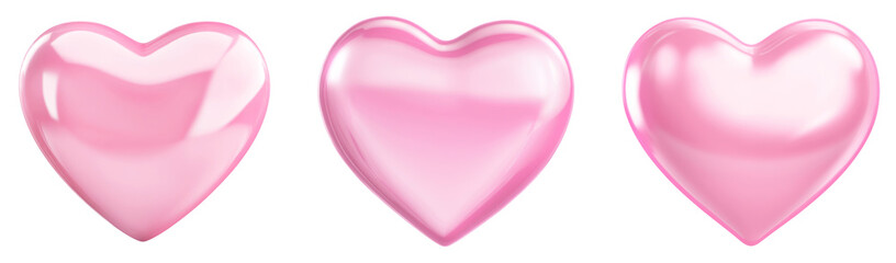 Pink heart png 3D element, transparent background