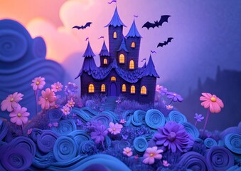 Enchanting Whimsical 3D Claymation Castle with Bats and Flowers | Ultra HD Cartoon Animation