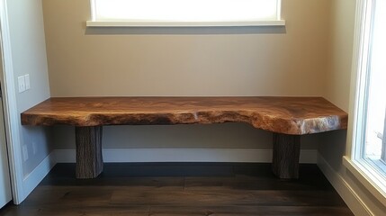 Rustic Live Edge Wood Bench