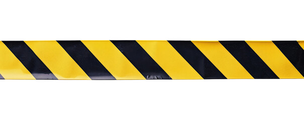 Horizontal black and yellow caution tape isolated on transparent background