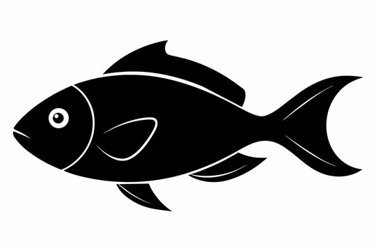 recommend clip art: Oscar fish silhouette black vector art illustration