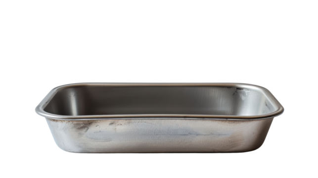 Metal baking dish isolated on white background