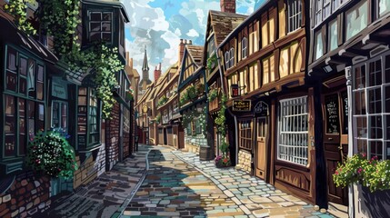 Fototapeta premium Charming Old Town Alleyway