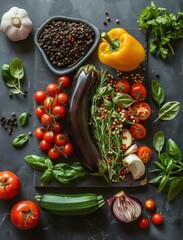 Hearty Mediterranean pisto with eggplant and zucchini, traditional Spanish cuisine