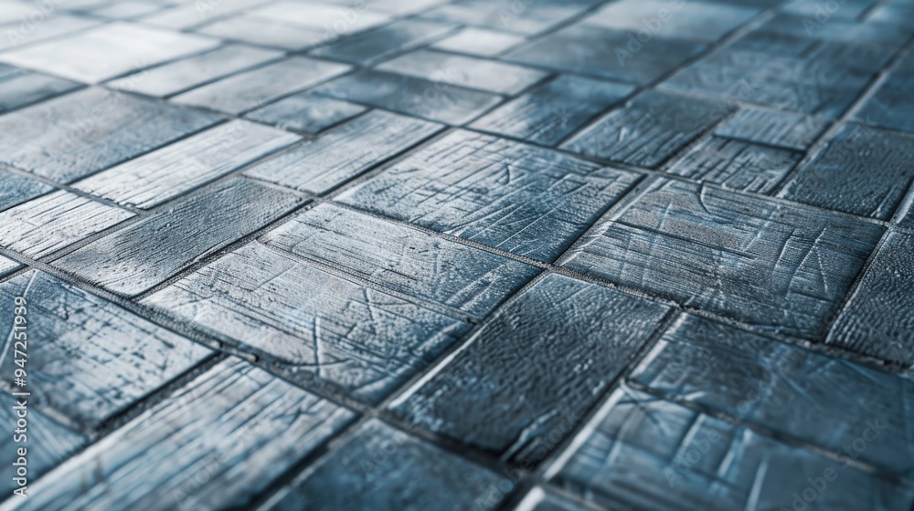 Poster A detailed view of a decorative tile pattern on a floor