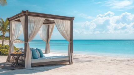 Relaxing Beach Cabana with Turquoise Waters