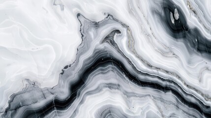 Elegant white marble granite background with sleek black patterns, featuring a smooth texture ideal for flooring, countertops, or wall surfaces, exuding refined sophistication.