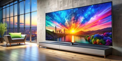Fototapeta premium * Television of the future: A sleek, modern marvel marrying vibrant visuals with seamless connectivity, revolutionizing the way we consume and interact with entertainment.