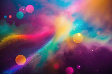 Vibrant Atmospheric Haze Effects with Colorful Bokeh and Shimmering Textures