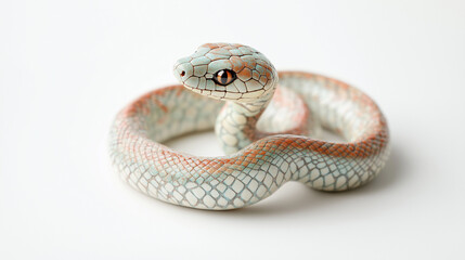 Obraz premium 2025年巳年の年賀状素材：和風でかわいい緑と白のヘビの写真の年賀素材