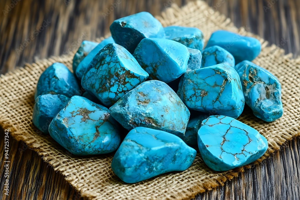 Wall mural A striking image of vibrant blue turquoise nuggets 