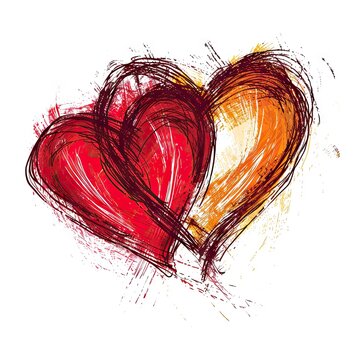 Pencil hand drawn scibble heart white background