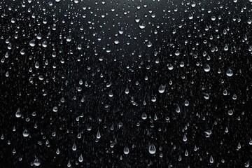 Fototapeta premium Raindrops on Black Background Captivating Motion and Texture Effects