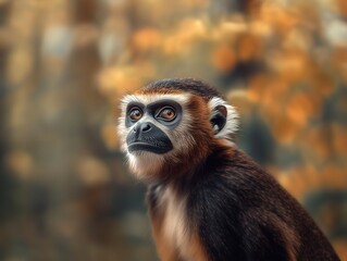 Obraz premium African De Brazza's Monkey, Arboreal Primate, Jungle Wildlife