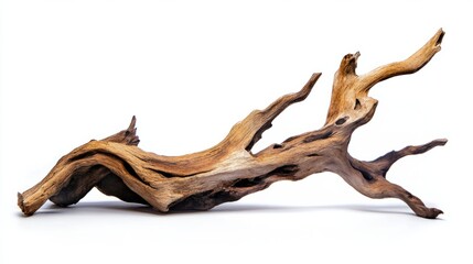 Obraz premium Photograph of driftwood for an aquarium on a white background,
