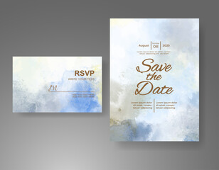 Wedding invitation with Abstract splashed watercolor background