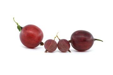 Close-up of fresh gooseberries isolated on white background